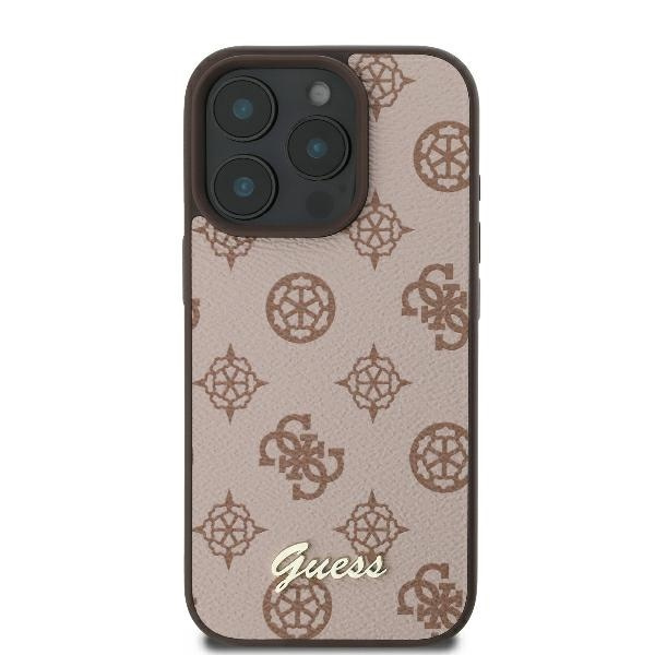 Etui Guess iPhone 16 Pro Max 6.9" brązowy/brown hardcase Peony Script MagSafe