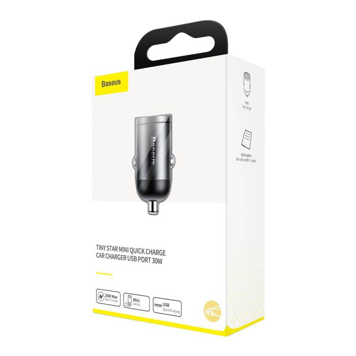 Baseus Tiny Star Mini Quick Charge Car Charger USB Port 30W Grey