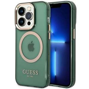 Guess GUHMP14LHTCMA iPhone 14 Pro 6.1" vert/kaki case Gold Outline Translucide MagSafe