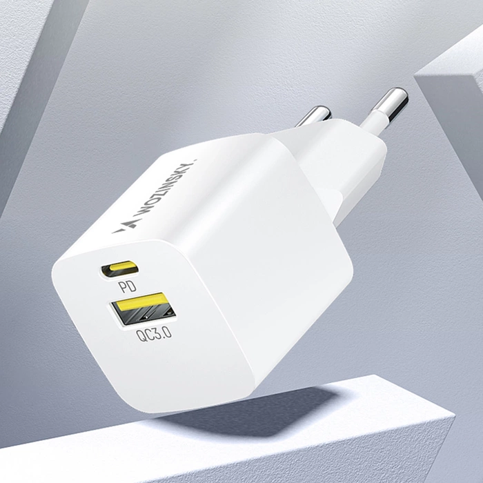 Wozinsky WWCEAC GaN USB-A USB-C 33W nástěnná nabíječka - bílá
