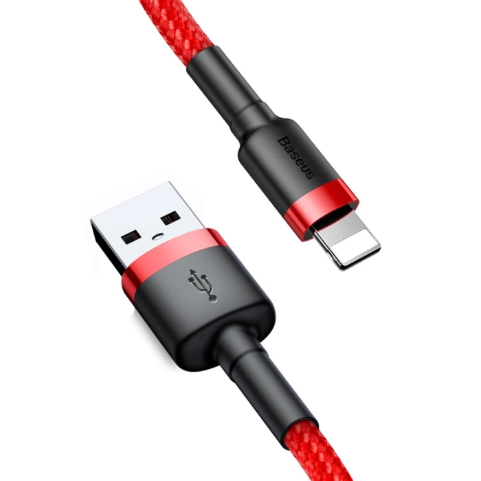 Cavo Baseus Cafule Cavo in nylon resistente USB / Lightning QC3.0 2.4A 0.5M rosso (CALKLF-A09)