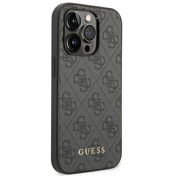 Case Guess iPhone 14 Pro Max 6.7" grey/grey hard case 4G Metal Gold Logo