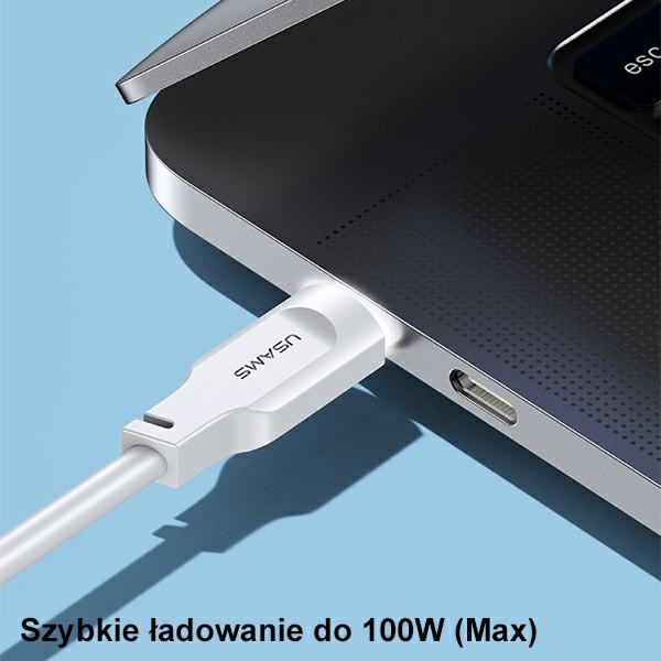 USAMS Kabel USB-C na USB-C PD Rychlé nabíjení 1,2 m 100W Lithe Series černá/černá SJ567USB01(US-SJ567)