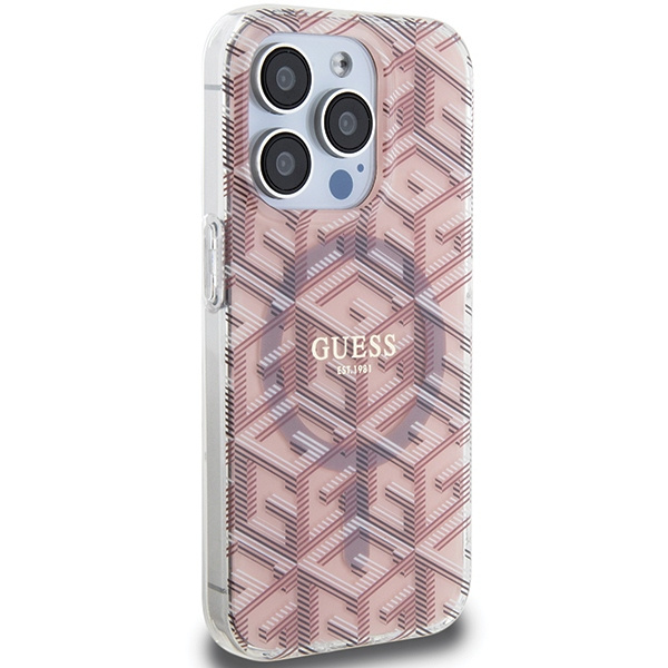 Etui Guess GUHMP15LHGCUSTGP iPhone 15 Pro 6.1" różowy/pink hardcase IML GCube MagSafe Case