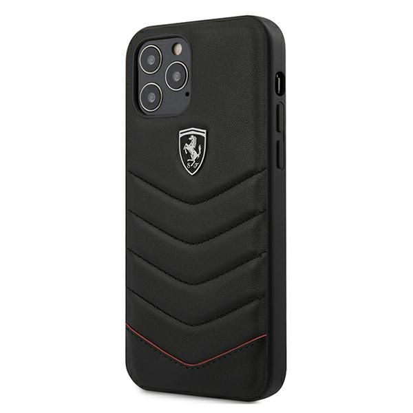 Hülle FERRARI Apple iPhone 12 Pro Max Off Track Gesteppt Schwarz Hardcase