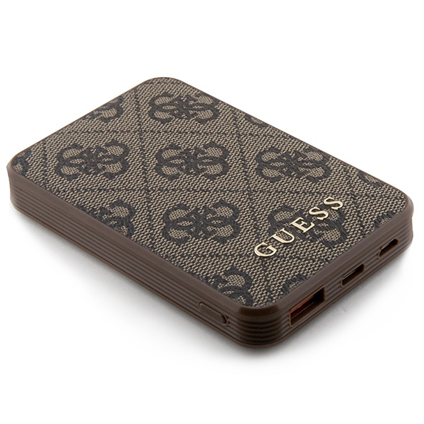 Guess Powerbank 15W GUPB5LP4GEGW 5000mAh marron/marron 4G Leather Metal Logo
