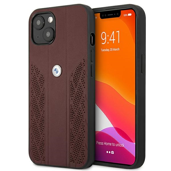 Cover BMW Apple iPhone 13 Pelle Curve Perforate Red Hardcase