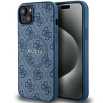Etui Guess GUHMP15MG4GFRB iPhone 15 Plus / 14 Plus 6.7" niebieski/blue hardcase 4G Collection Leather Metal Logo MagSafe Case