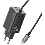 Ładowarka sieciowa USAMS JC Series CC266 65W GaN Fast Charger 2xUSB-C 1xUSB-A czarny