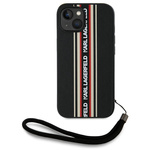 Etui Karl Lagerfeld Saffiano Athleisure Stripes Cord do iPhone 15 czarno-czerwony