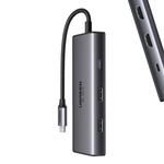 UGREEN CM498 6 az 1-ben adapter USB-ről 2x USB-A 3.0, USB-C 3.0, 2xHDMI, PD