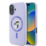 Etui Karl Lagerfeld iPhone 16 6.1" fioletowy/purple hardcase Silicone Karl&Choupette Ring MagSafe