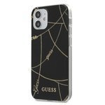 Telefontok GUESS Apple iPhone 12 Mini arany lánc kollekció GUHCP12SPCUCHBK Fekete keménytáska