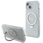 Etui Guess GUHMP15SHRSGSD iPhone 15 / 14 / 13 6.1" przezroczysty/transparent hardcase Ring Stand Script Glitter MagSafe Case