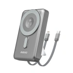 Powerbank Dudao K29 10000mAh PD 20W z MagSafe z metalową obudową, podstawką i wbudowanymi kablami USB-C/Lightning - szary
