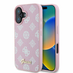 Etui Guess iPhone 16 różowy/pink HC MagSafe PU Peony Script
