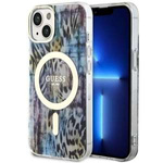 Cover Guess GUHMP14SHLEOPWB iPhone 14 6,1" blu/blu rigidocase Leopard MagSafe Case