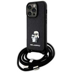 Karl Lagerfeld KLHCP14LSAKCPSK iPhone 14 Pro 6.1" hardcase nero/nero Crossbody Saffiano Metal Pin Karl &amp; Choupette