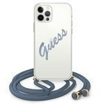 Cover GUESS Apple iPhone 12 Pro Max Script Vintage GUHCP12LCRTVSBL Blu Hardcase 