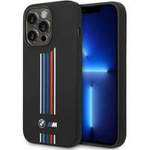 Cover BMW BMHCP14X22SWTK iPhone 14 Pro Max 6,7" nero/nero Linee verticali tricolori in silicone