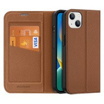 Custodia Dux Ducis Skin X2 per iPhone 14 Max custodia con patta magnetica marrone