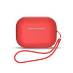Custodia in silicone per AirPods 1 / AirPods 2 + cordino per cinturino da polso - rosso