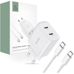 TECH-PROTECT C20W CARICATORE DI RETE A 2 PORTE PD20W + CAVO TYPE-C BIANCO