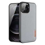 Custodia Dux Ducis Fino rivestita in materiale di nylon per iPhone 13 Pro Max grigio