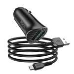 HOCO caricatore da auto 2 x USB QC3.0 18W + cavo Micro USB Farsighted Z39 nero