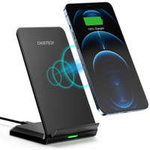 [RETURNED ITEM] Caricabatterie wireless veloce a due bobine Choetech 15W supporto nero + cavo micro USB da 1,2 m (T524-F)