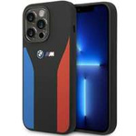Cover BMW BMHCP14L22SCSK iPhone 14 Pro 6,1" nero/nero Silicone Blue&amp;Red Stripes Collezione M