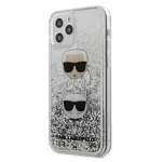 Cover KARL LAGERFELD Apple iPhone 12 12 Pro Liquid Glitter Karl&amp;Choupette Silver Hardcase