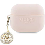Guess GUAP23DSLGHDP Coperchio AirPods Pro 2 rosa/rosa Gomma 3D 4G Charm Diamante