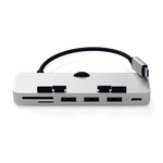 Satechi Aluminum Type-C Clamp Hub Pro - aluminiowy Hub do iMac 2017/2019/2020 USB-C (USB-C, 3x USB-A, czytnik kart micro/SD) (silver)