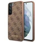 Cover GUESS Custodia rigida per Samsung Galaxy S22 4G in metallo dorato con logo marrone
