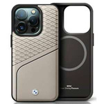 Cover BMW iPhone 16 Pro 6,3" grigio/grigio durocase Sign Leather Textured and Line MagSafe