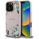 Etui Guess Grained Printed Flower         Pattern MagSafe do iPhone 16 Pro Max różowy