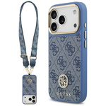 Etui Guess 4G Strass Logo & Big Strap    Metal Buttons MagSafe do iPhone 17 Pro niebieski