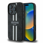 Etui Guess iPhone 16 Pro czarny/black MagSafe 4G Printed Stripes