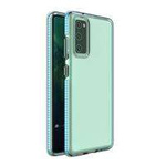 Spring Case Cover protettiva in gel TPU trasparente con cornice colorata per Samsung Galaxy A72 4G azzurro