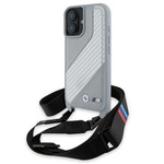 Cover BMW iPhone 16 grigio/grigio durocase M Edition Carbon Stripe &amp; Strap