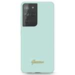 Cover GUESS Samsung Galaxy S21 Ultra Silicone Script Metal Logo GUHCS21LLSLMGLB Blu Hardcase