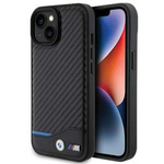 Etui BMW BMHCP15S22NBCK iPhone 15 6.1" czarny/black Leather Carbon Case