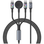 Kabel USAMS Huan 72W USB-C do USB-C z Ładowarką Bezprzewodową do Zegarka SJ754 Matowy