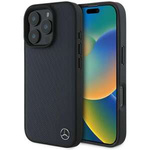 Etui Mercedes iPhone 16 Pro Max 6.9" granatowy/navy hardcase MB Wood Imitation Leather MagSafe