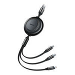 Cavo Baseus Bright Mirror 2 3in1 USB tipo A - micro USB + Lightning + USB tipo C 3.5A 1.1m nero (CAMJ010001)