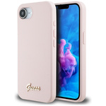 Etui Guess Silicone Script Metal Logo    MagSafe do iPhone 16e różowy