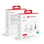 FORCELL F-ENERGY ładowarka wielofunkcyjna 4w1 15W ze złączami USB/USB typ C, power bankiem 8000mAh i ładowaniem bezprzewodowym