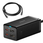 Caricabatterie rapido Baseus GaN5 Pro HUB HDMI 2 x USB-C / USB-A / HDMI 4K 30Hz 1,5m nero + cavo USB-C - USB-C 100W 40Gb/s (USB4) 1m (CCGP110201)