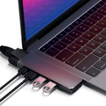Satechi Type-C Pro Hub - aluminiowy Hub z podwójnym USB-C do MacBook (USB-C PD 87W, 2x USB-A, HDMI 4K, czytnik kart micro/SD, Gigabit Ethernet) (space gray)